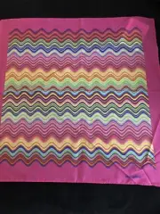 New With Tag MISSONI COTTON SQUARE HANKERCHIEF SQUARE SCARF 17” Wave Swivel Pink