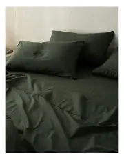 [Sheet Society] Leo Washed Cotton Standard Pillowcase Pair in Hunter Green