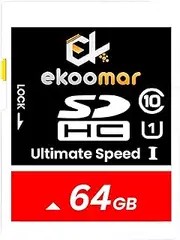 Ekoomar U1 64GB SD Card - Class 10, High-Speed Memory Card with 100MB/s for Digital Camera, Dash Cam, & Video Recording | Durable & Reliable Storage for Memories, Camera SD Card