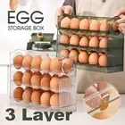 Egg Holder for Refrigerator 3 Layer Flip Fridge Door Egg Storage Space Saver AU