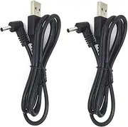 DZYDZR Pack of 2 5V USB to DC 5V Power Cable - USB A 1.35 mm/3.5 mm L-Type Jack Adapter Cable 1 m / 3 ft Black