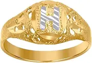 [JewelryWeb] Two tone Gold Teen-Teen Letter Name Personalized Monogram Initial H Band Ring 7.5x2.20mm Wide Size J 1/2