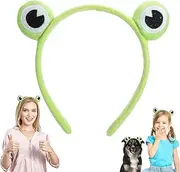 WLLHYF 1Pcs Cute Frog Headband Spa Headband Head Hoop Frog Eye Makeup Head Band Soft Elastic Hair Band for Washing Face Head Wrap Funny Hair Band for Girls Women Yoga Skincare Headbands