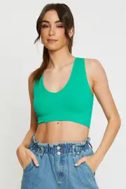 Green Tank Top Sleeveless Seamless - Size XS, Women's Tank