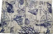 Flannel Back Vinyl Tablecloth 52"x104"Oblong, BLUE SEALIFE,SEA SHELLS & GRASS,HP