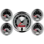 Autometer American Muscle Gauge Kit 3 3/8 Inch Speedo & 2 1/16 Inch Gauges - 5 Piece, AU1202