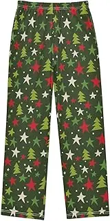 [ZZXXB] Christmas Tree and Stars Boys Long Pants Soft Trousers Elastic Waist Kids Lounge Bottoms with Pockets S-XL