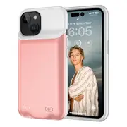 8500mAh Portable Charging Case for iPhone 15 Plus,External Battery Pack Phone Case Support Audio Fun
