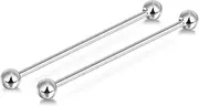 [Lantine] G23 Titanium Industrial Piercing Jewelry 14G Industrial Barbell Earrings CZ Bar Piercing Jewelry 1 1/2"