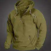 Men's Hoodie Quarter Zip Hoodie Tactical Black Army Green Blue Brown Hooded Color Block Zipper Sports Outdoor Daily Holiday Corduroy Streetwear Cool Casual Sp