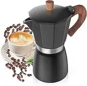 Classic Moka Pot – 6 Cup Stovetop Coffee & Espresso Maker, Milano Coffee Maker at Home or Camping, Compatible for Greca, Electric & Gas Stove (Matte Black)