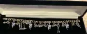 Sterling Silver Charm Bracelet Disney Peter Pan Tinkerbell Crystals Dangle NIB