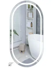 [Emitto] LED Wall Oval Mirror 50x75cm in Grey