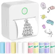 Mini Pocket Bluetooth Printer-Portable Thermal Printer with 10 Roll Papers for Journal/DIY Scrapbook/Travel/Notes/Lists/Label/Memo, Receipt Printer for Children Women Gifts Kids Christmas