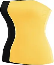 [MixMatchy] Women's Basic Casual Ruched Side Stretchy Tube Tops