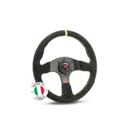 SAAS Steering Wheel Suede Corsa 330mm Black Indicator Contoured Grip 40mm Dish