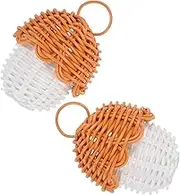 ABOOFAN 2pcs Rattan Woven Basket Bags Mini Pine Cones Wicker Straw Purse Small Pouch Party Favor Treat Bags Christmas Present Sacks Pouch For Candy