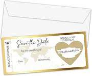 valucise Surprise Boarding Pass Ticket Gift, Save The Dates Scratch Off Card with Envelope, Destination Wedding Invitation, Wedding DIY Surprise Gifts for Couple, 1 Set Of-14