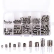 200Pcs 304 Stainless Steel Grub Screws Hex Socket Screw Assortment Kit Set //MS4