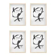 4x Unigift Downton MDF/Glass Matt A4 Picture/Photo Frame Wall Hanging Natural