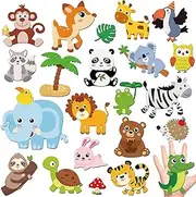 30PCS Jungle Fridge Magnets Safari Animals Refrigerator Magnets Set Removable and Reusable Magnets for Kids Toddlers and Adults Classroom Home Nursery Zoo Birthday Party Supplies Decorations
