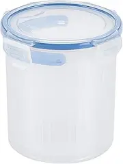 LocknLock Round Plastic Food Container w/Draining Basket 24 oz Patented Four-Hinge Locking System Silicone Seal 100% Airtight Leakproof Heat Resistant Keeps Food Fresh - Clear, Blue