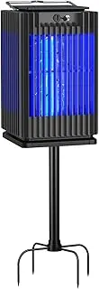 Solar Bug Zapper Outdoor, Waterproof Moaquito Zapper Outdoor with Ground Stake, 5000mAh Battery Powered Mosquito Killer w/Light Sensor, 4200V Electric Fly Zapper Trap for Backyard Patio Camping