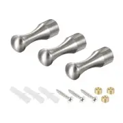 Wall Hook Robe Towel Hook Coat Hooks 14x45mm(DxL) Brushed Silver Tone 3Pcs