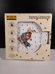 Debbie Mumm Set of 4 Sledding Characters Salad Dessert Plates New IN Box