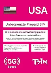 TSIM Prepaid USA SIM Card for 60 Days Travel | Unlimited 4G/5G High Speed Data in USA | Unlimited Local Calls + Free Incoming Calls & SMS