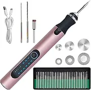 Leona Co 43pcs Electric Engraving Pen, Cordless Etching Engraving Tool, USB Rechargeable Mini Micro Engraver Polishing Machines for Jewelry Wood Metal Glass Stone Plastic (Rose Gold)
