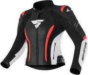 SHIMA Miura 2.0 Ladies Motorcycle Leather Jacket, black-white-red, Size 34 for Women Black White Red