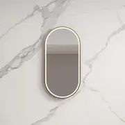 LED Mirror Bathroom Wall Mount Vanity Makeup Mirror Gold Metal Frame 45x90cm