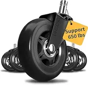 Office Chair Wheels Replacement Rubber Chair Casters for All Floors, Office Chair Castors for Home and Office Chairs, 7/16" x 7/8" (11 * 22mm), Universal fit (NOT for 1KEA)-Black