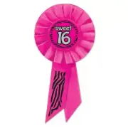 Sweet 16th Birthday Rosette 3.5" x 6.5" Fabric Sweet 16 Birthday Party Supplies