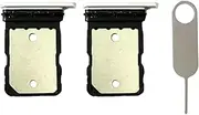 2pcs-SIM Card Tray Slot Holder Replacement + Card Ejector pin for Google Pixel 7 (White)