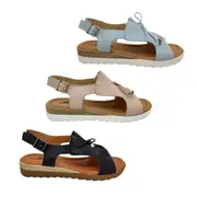 Jemma Kyra Ladies Leather Sandal Slingback with Buckle Soft Upper Light