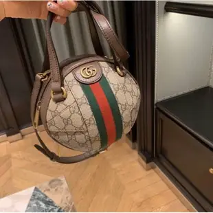 Gucci 574794 Ophidia GG帆布小牛皮球型手提包