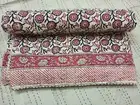 Beautiful Indian Kantha Hand Block Print Handmade King Size Bedspread Quilt pink