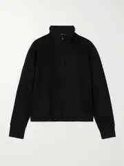 [James Perse] James Perse - Brushed Cotton And Cashmere-blend Half-zip Sweatshirt - Black - 3 3 Black
