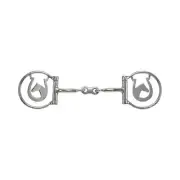 Showman Horseshoe Haven Stainless Steel D-Ring Dogbone Snaffle Bit