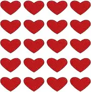 uxcell 20 Pcs Heart Iron On Patches, Cute Embroidered Sew On Applique Repair Patches Heart Shaped Transfer Patches for Clothing Jackets Hats Shoes DIY Decorations, Wine Red
