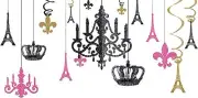 Day in Paris Eiffel Tower French Birthday Party Glitter Chandelier Decoration