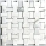 Carrara White with Carrara White Marble Basketweave (1.2 Square-foot) Floor Tile