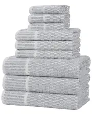 Superior Juno Medium Weight Checkered Border 9pc Towel Set