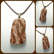 Chalcedony Agate w/Quartz Pendant Necklace Lake Superior Beach Rock 18"
