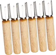 ELAYARD 6Pcs Professional BBQ Fork Multi Function Corn Holders for Barbecues Camping Outdoor Activities Portable Corn Skewers with Non Slip Handle