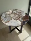 Natural Agate Stone Coffee Table Top Round Console Side Table Top Decor
