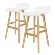 2X Oak Wood Bar Stool Dining Chair Leather SOPHIA 74cm WHITE