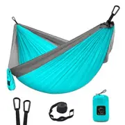 Camping Hammock Double & Single Portable Hammock Two Person Sky Blue & Grey